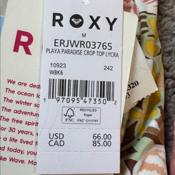 NWT Roxy Bathing Suit Top - Picture 3 of 5